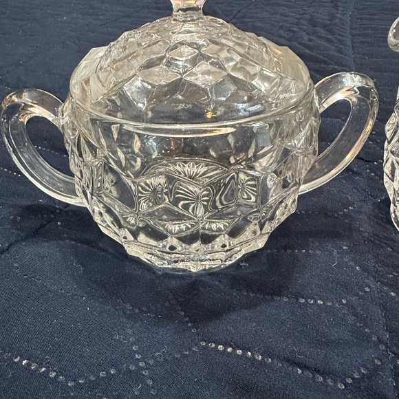 Vintage Creamer/Sugar Cut Glass-Vintage - Picture 2 of 13